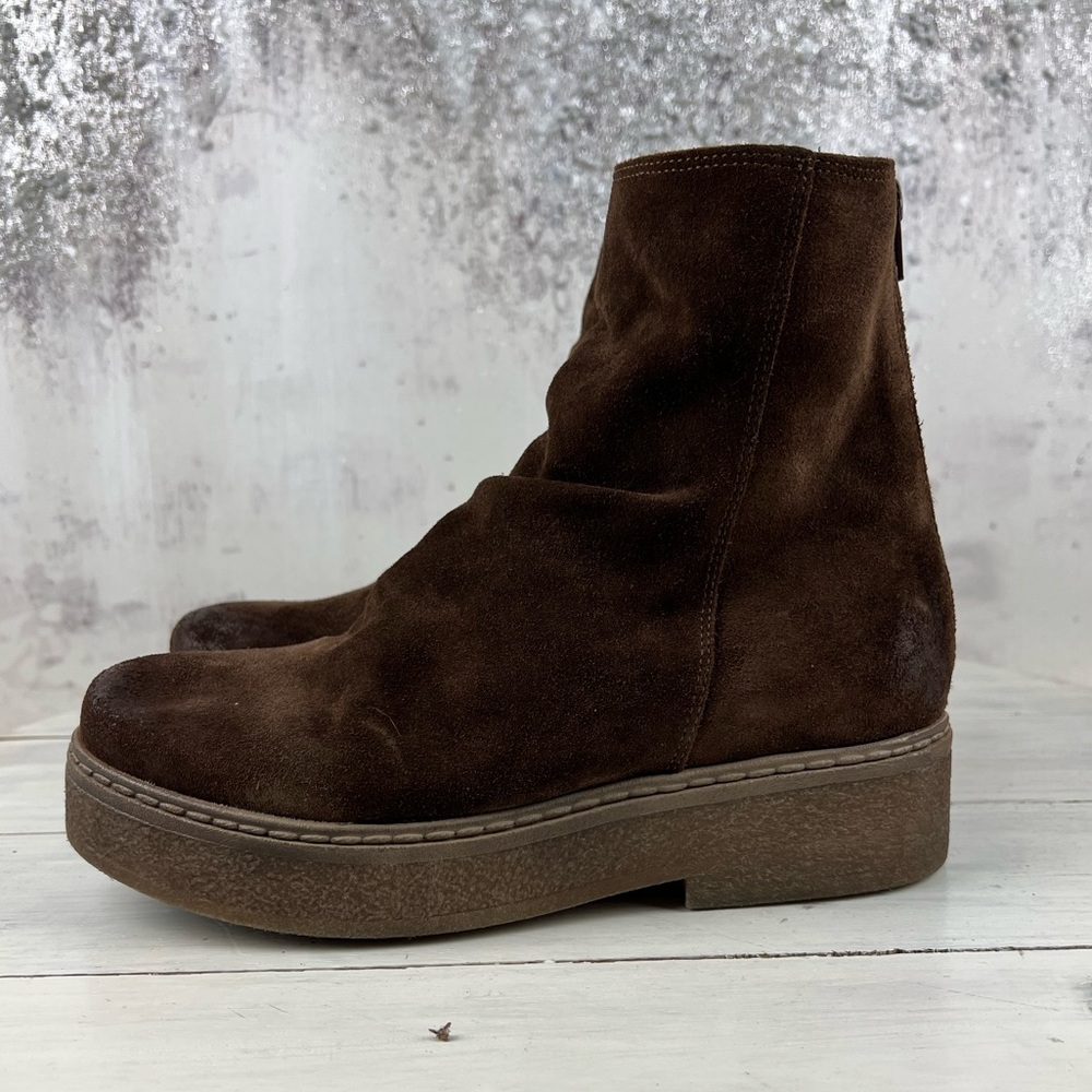 443tst Italian Project Suede Leather Brown Platfo… - image 5